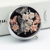 Pill Box Round Pill Case for Purse & Pocket Embroidery Floral 3 Compartment Medicine Pill Organizer Portable Travel Pillbox Medicine Vitamin Cod Liver Oil Storage Box view 4
