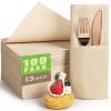 Gezond 100pcs Compostable Paper Napkins, Disposable Dinner Napkins 13 x 13 in Unbleached 2-ply Eco Lunch Tissue Natural view 1