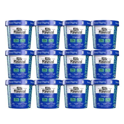 Folk Revival Original Keto Instant 'Oatmeal' - 20g Protein, 3g Net Carbs, High Fiber, Non GMO, Gluten Free, Made with Acorns - 12 Cups Per Case