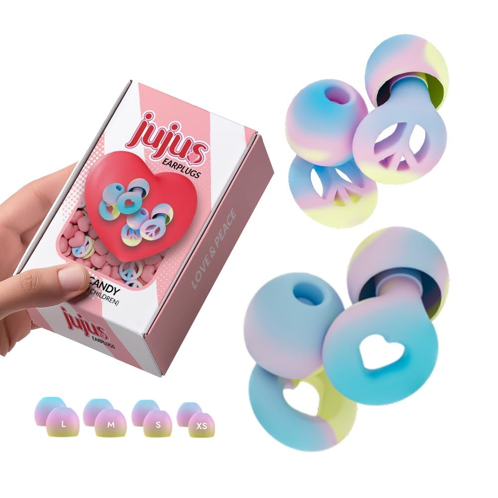 2-Pack JuJus, Reusable Concert Earplugs, Noise-Reducing | Perfect for Sleep, Focus, Noise Sensitivity, Travel & Concerts | NRR 25db | Customizable Fit
