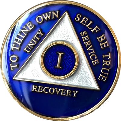 11 Year AA Medallion Metallic Blue Tri-Plate Sobriety Chip