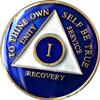 11 Year AA Medallion Metallic Blue Tri-Plate Sobriety Chip view 1