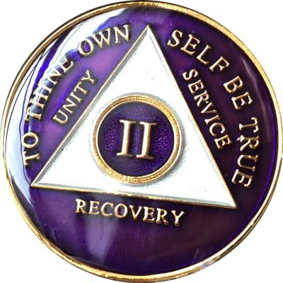 25 Year AA Medallion Metallic Purple Tri-Plate Sobriety Chip