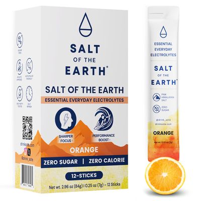 Salt of the Earth Premium Zero-Sugar Electrolyte - Made with Pink Himalayan Salt - Hydration Powder Packets | Premium Ingredients | Keto & Paleo Friendly | 12 Sticks, Orange