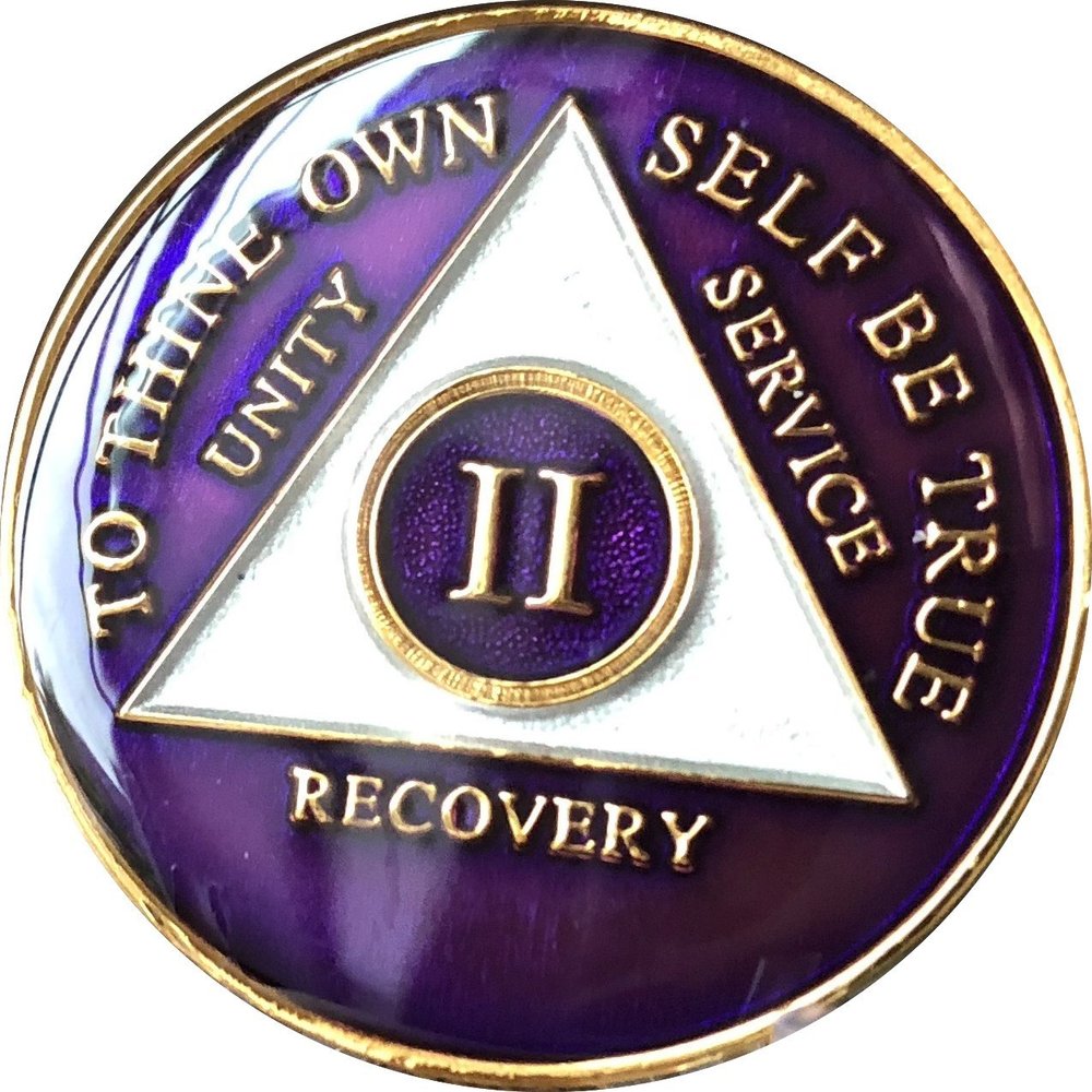 30 Year AA Medallion Metallic Purple Tri-Plate Sobriety Chip