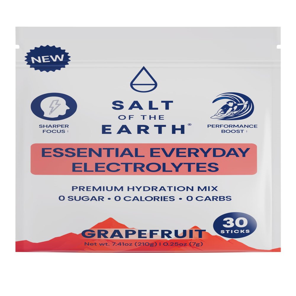 Salt of the Earth Premium Zero-Sugar Electrolyte - Made with Pink Himalayan Salt - Hydration Powder Packets | Premium Ingredients | Keto & Paleo Friendly | 30 Sticks, Grapefruit