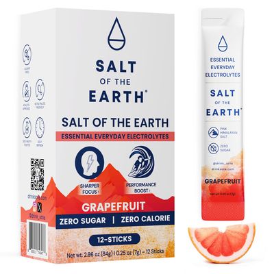 Salt of the Earth Premium Zero-Sugar Electrolyte - Made with Pink Himalayan Salt - Hydration Powder Packets | Premium Ingredients | Keto & Paleo Friendly | 12 Sticks, Grapefruit