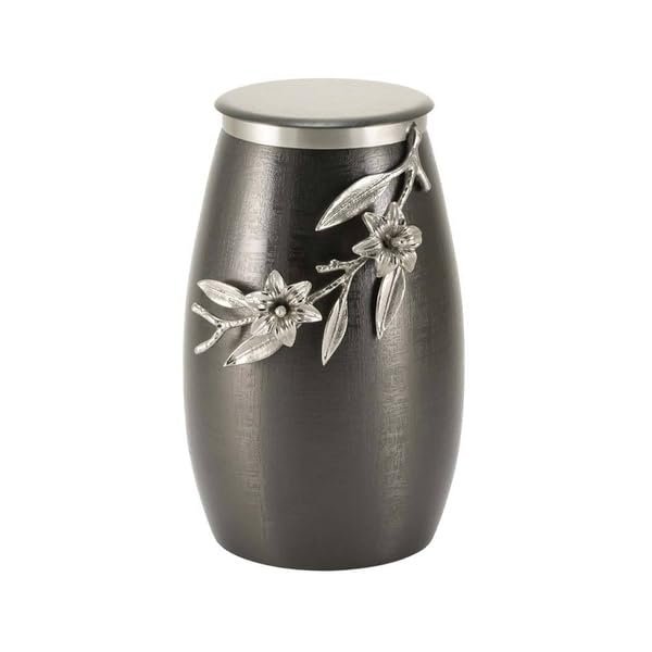 At Peace Memorials Windsong Lily Slate/Pewter, Cremation urn for Ashes 205 Cubic inches