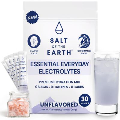 Salt of the Earth Premium Zero-Sugar Electrolyte - Made with Pink Himalayan Salt - Hydration Powder Packets | Premium Ingredients | Keto & Paleo Friendly | 30 Sticks, Unflavored