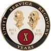 14 Year AA Founders Medallion Red and White Tri-Plate Sobriety Chip view 1