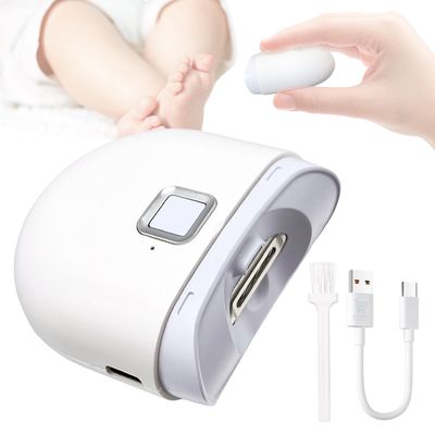 NineLife Basics Automatic Electric Nail Trimmer/Clipper with LED Light & 2 Speeds with Nail Scraps Storage, USB-C Rechargeable Fingernail Clipper/Trimmer for Babies, Children, Kids, Adults, White