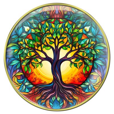 10 Year Tree of Life Medallion Colorful Sobriety Chip Growing Along Spiritual Lines