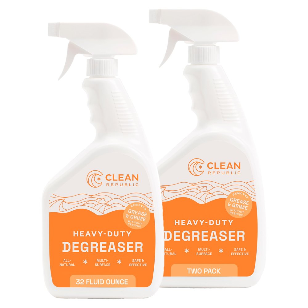 Clean Republic Heavy-Duty Degreaser, Multi-Surface Cleaning Spray for Ovens, Stove Tops, Grills, and More, 32 Fluid Ounce Bottle, 2-Pack