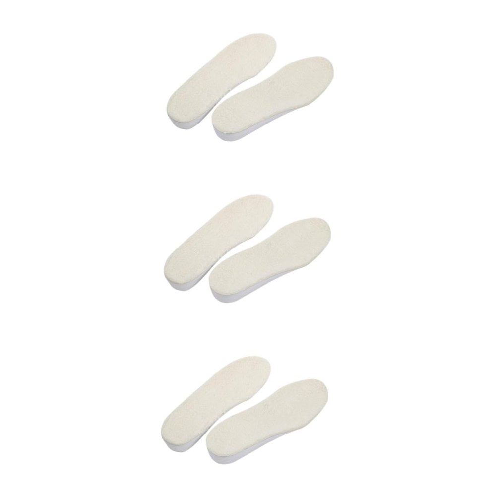 minkissy 3pairs Warm Wool Height Increasing Insoles for Men Women Pu Shoe Pads Comfortable Cushion for Enhanced Fit and Height Boost