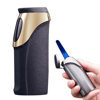 Cigar Lighter, Touch One Button Ignition Windproof 3 Straight Flame Torch Lighter, Refillable Butane Lighter, Portable Lighter Suitable For Candle Cigar Outdoor Camping, High-End Men'S Gift(Color:Blac