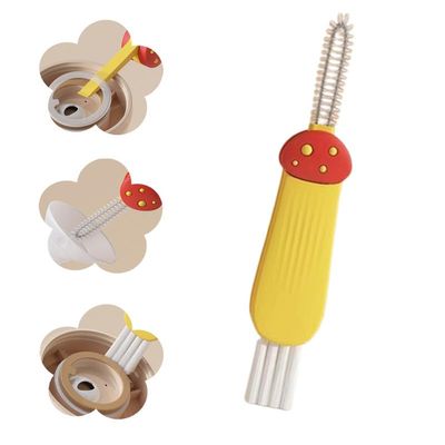 3 in 1 Cup Lid Cleaning Brush, 2024 New Portable Crevice Cleaning Brush Set for Baby Bottle Gap Tight Spaces Cup, Rotatable Cup Lid Cleaner Cup Mouth Scrubber