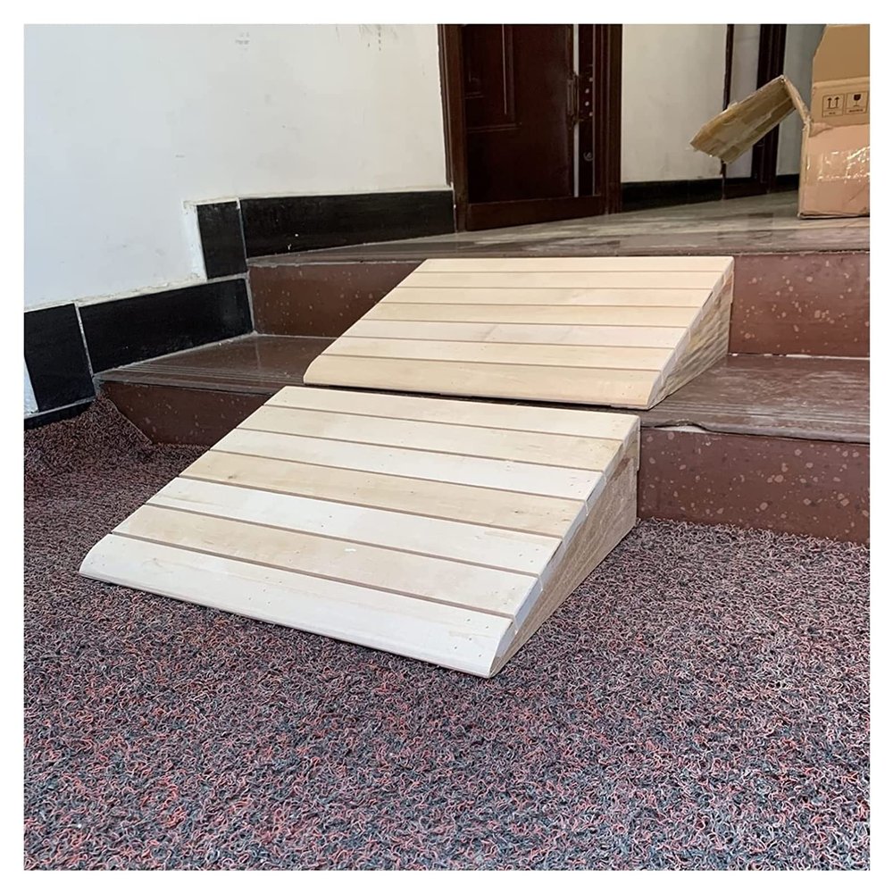 Katzowen Portable Driveway Ramp 2/3/4/5/6inch Rise Threshold Ramp, Portable Lightweight Wood Access Ramps for Curb, Driveway, Garage Door, Stair, Shed(Size:25.8 x 30 x 7cm)