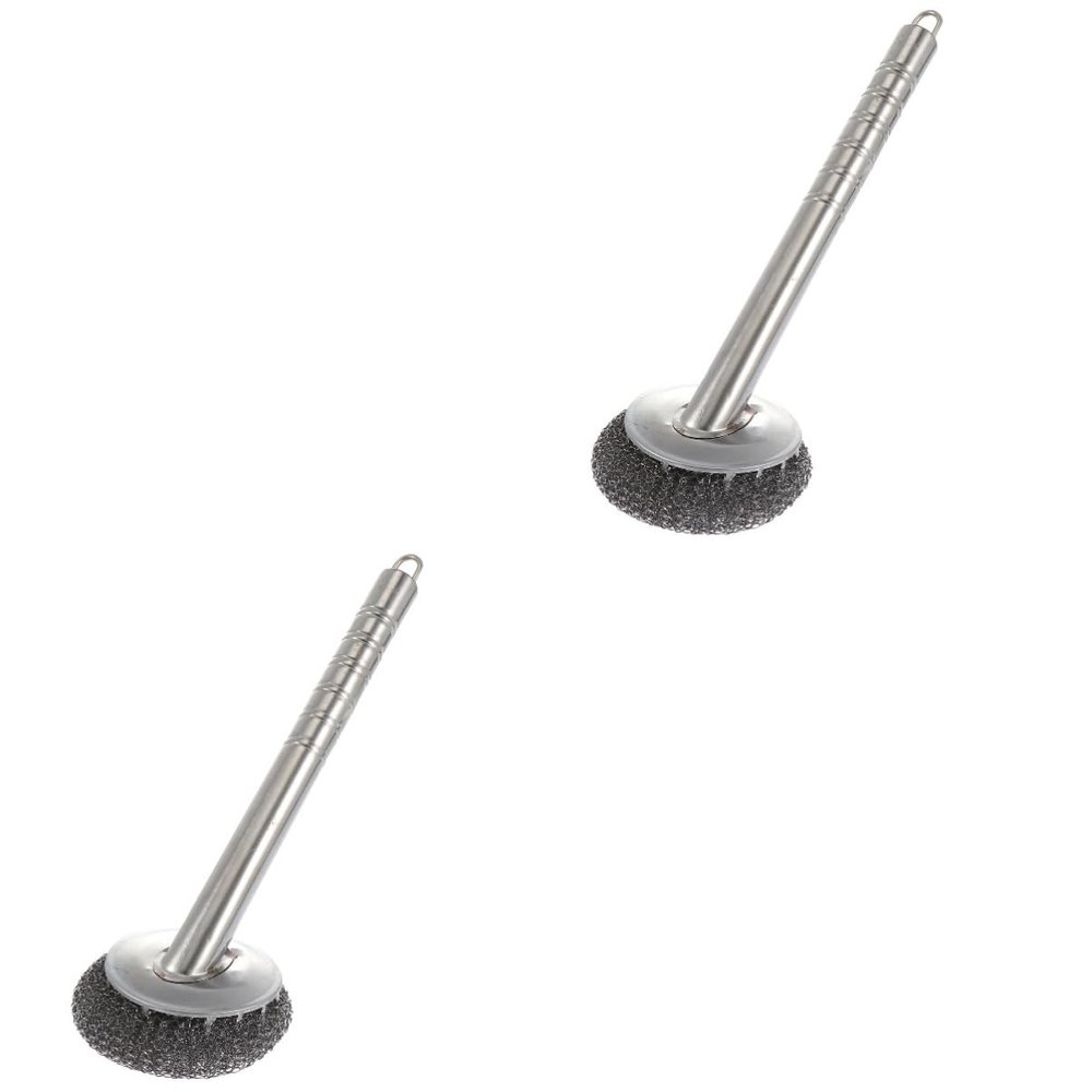 FOMIYES 2pcs Stainless Steel Kitchen Cleaning Brush Wire Ball Scrubber Kitchen Accessory Easy Cleaning for Pots Dishes