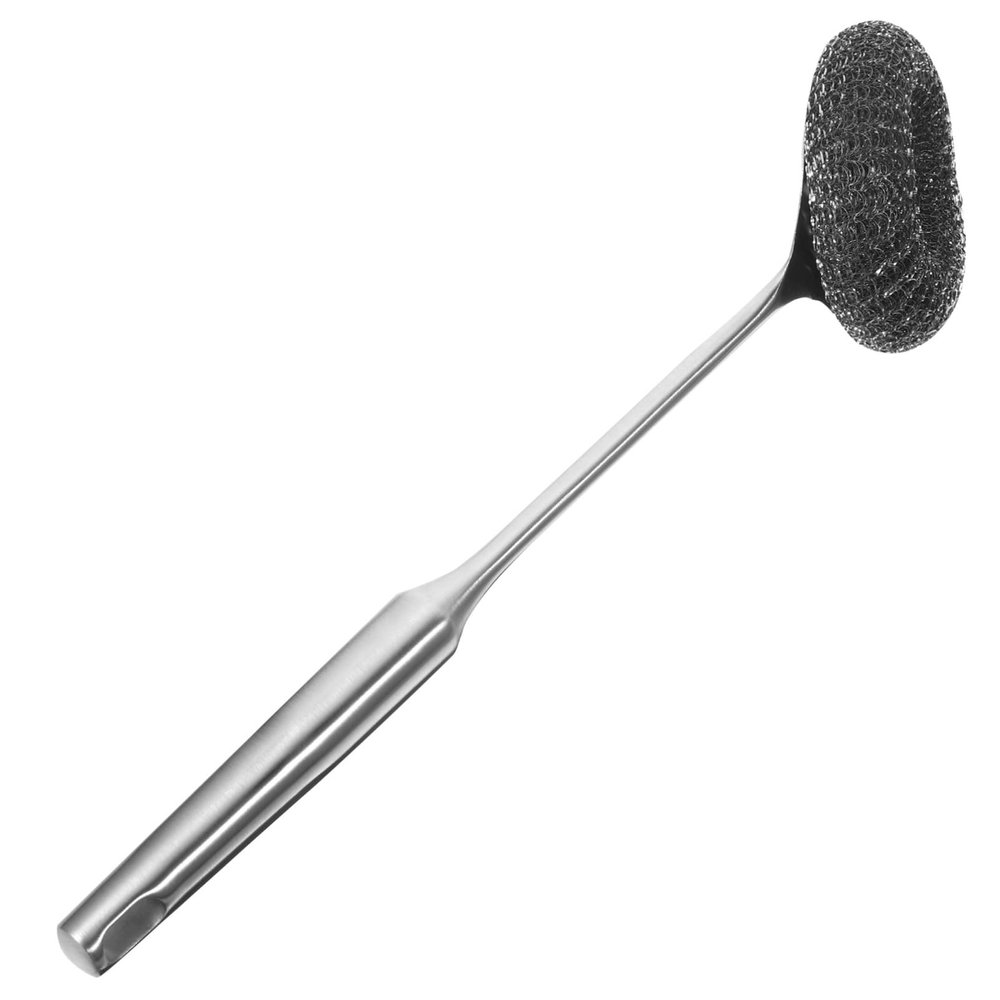 COLLBATH Wok Cleaning Scrub Brush Stainless Steel Dish Scrubber Handle for Pots and Pans Ergonomic Kitchen Cleaning Tool for Non-Stick Cookware
