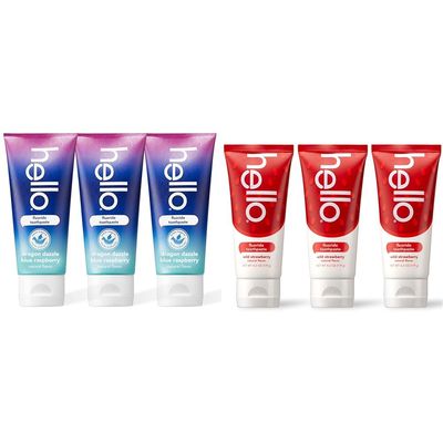 hello Kids Toothpaste Bundle with Dragon Dazzle Blue Raspberry 4.2 OZ 3-Pack and Wild Strawberry 3-Pack
