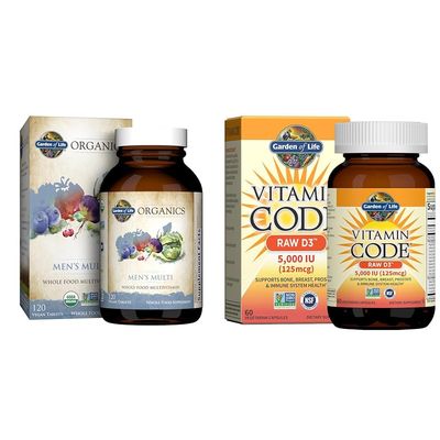 Garden of Life Men's Multivitamin 120 Tablets and Vitamin D 5000 IU 60 Capsules Bundle