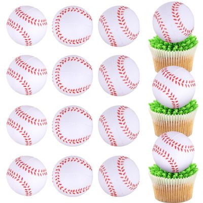 12 Pack Baseball Cupcake Toppers Foam Baseball Cupcake Picks for Kids Sport Theme Birthday Party Baby Shower Cake Decorations Supplies