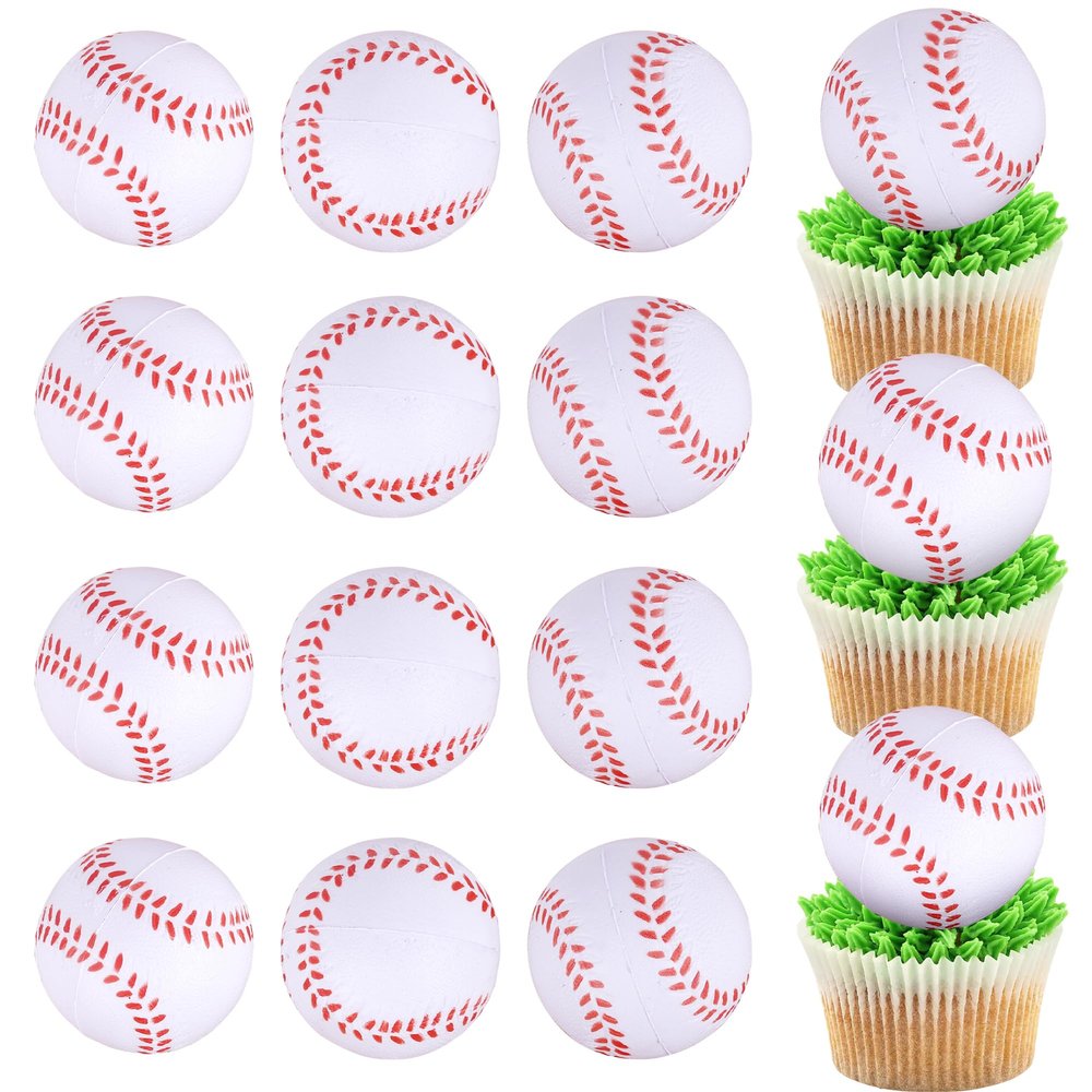 12 Pack Baseball Cupcake Toppers Foam Baseball Cupcake Picks for Kids Sport Theme Birthday Party Baby Shower Cake Decorations Supplies