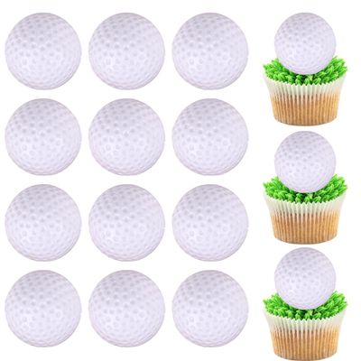 12 Pack Golf Cupcake Toppers Glitter Sports Golf Ball Cupcake Picks for Baby Shower Golf Sports Players Theme Birthday Party Cupcake Decorations Supplies