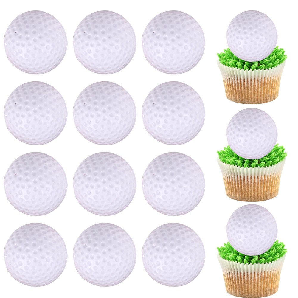 12 Pack Golf Cupcake Toppers Glitter Sports Golf Ball Cupcake Picks for Baby Shower Golf Sports Players Theme Birthday Party Cupcake Decorations Supplies