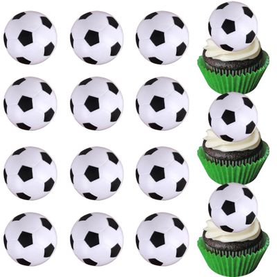 12 Pack Soccer Ball Cupcake Toppers Sports Ball Theme Cupcake Picks for Baby Shower Kids Birthday Football Theme Party Cupcake Decorations Supplies
