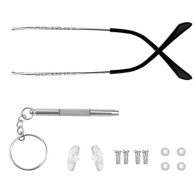 1 Pair Eyeglass Replacement Arm, Universal Vintage Glasses Arm Legs Replacement with Tool, Metal Glasses Replacement for Eyeglasses Repair (Silver)