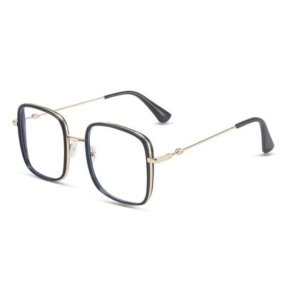 AOOLIA Stylish Square Reading Glasses for Women Men, TR90 Metal Eyeglasses Frame Reader, Blue Light Blocking Glasses Computer (Black, 3, x)