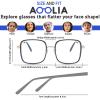 AOOLIA Stylish Square Reading Glasses for Women Men, TR90 Metal Eyeglasses Frame Reader, Blue Light Blocking Glasses Computer (Black, 3, x) view 2