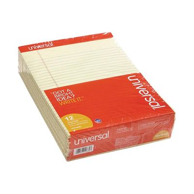 Canary Letter Size Note Pads - Wide/Legal Rule, 8-1/2" x 11-3/4" Size - Bright Yellow Writing Pads for Office, School, and Home Use - Pack of 12 Pads/600 Sheets (50 Sheets/Pad)