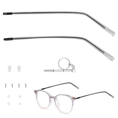 1 Pair Eyeglass Replacement Arm with Transparent Legs, Universal Glasses Arm Legs Replacement, Metal Glasses Replacement for Eyeglasses Repair (Black)