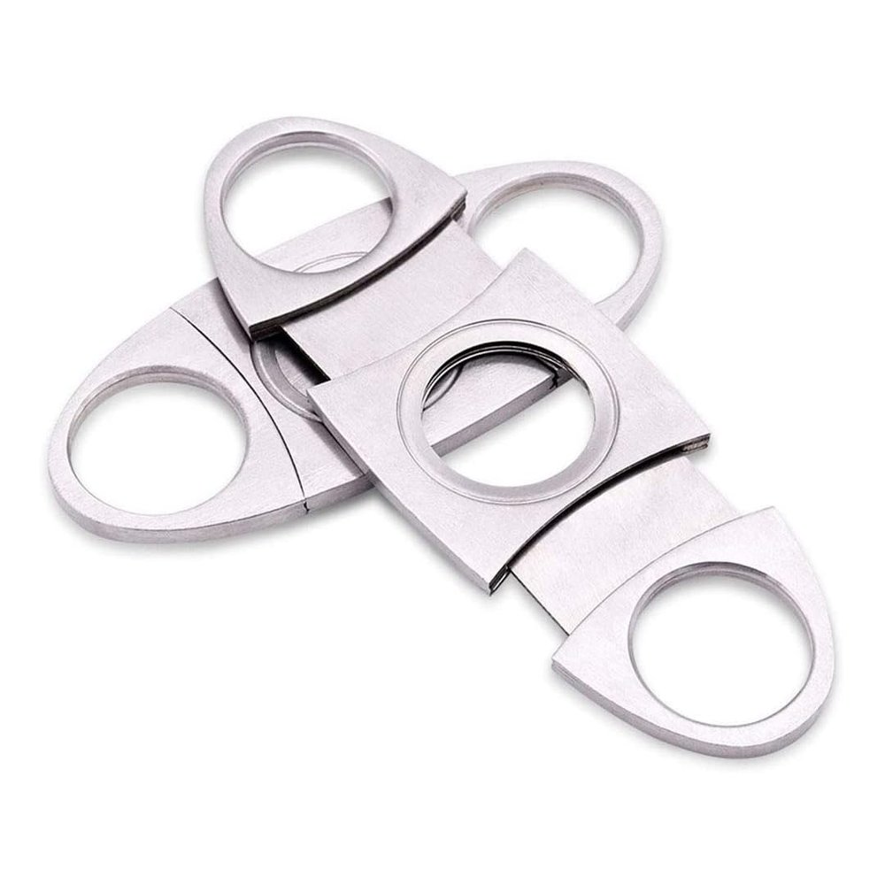 2 PCS Stainless Steel Double Blade Guillotine Cigar Cutter - Cigar Scissors for Most Cigars