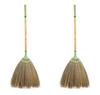 2 Packs of 40 inch Asian Broom Whisk Broom Thai Natural Grass Broom Bamboo Stick Handle Perfect for Sweeping Dirt, Dust, Debris view 1