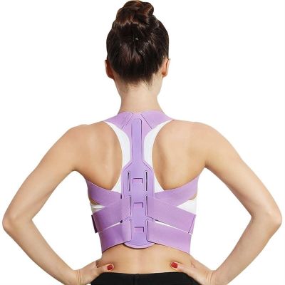 KANGJIEM Brace Support Belt Women Adjustable Upper Back Posture Corrector Neck Clavicle Spine Shoulder Back Lumbar Support Belt Corset Hunchback Correction(Purple,S)