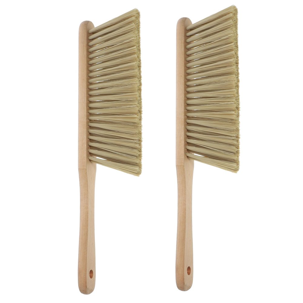 2Pcs Wooden Dust Brush with Handle, Soft Bristle Hand Broom for Sofa, Bed, Car, and Furniture Cleaning, 14.17 Inch