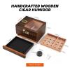 Cigar Humidor, Handcrafted Cedar Cigar Box, Glass Top Desktop Humidor with Digital Hygrometer, Ceder Wood Tray, Humidifier, Divider, Drawer and Combination Lock, Cigar Gift for Men view 3