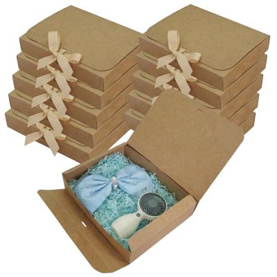 20 Pack Paper Gift Boxes With Lids And Ribbon For Presents, 9x 7x 1.6 In Decorative Chocolate Gift Box For Bridesmaid, Cajas De Regalo,Kraft Gift Card Box For Graduation,Engagement,Birthday(brown)