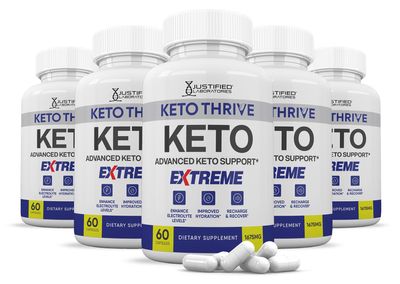 (5 Pack) Keto Thrive Keto ACV Extreme Pills 1675MG Keto Support Blend Capsule Alternative Keto ACV Gummies Formulated Apple Cider Vinegar Extra Virgin Olive Oil Powder Green Tea Leaf 300 Capsules