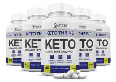 (5 Pack) Keto Thrive Keto ACV Pills 1275MG Keto Support Blend Capsule Alternative to Keto ACV Gummies Formulated with Apple Cider Vinegar Extra Virgin Olive Oil Powder Green Tea Leaf 300 Capsules