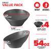 54oz Black Plastic Serving Bowls (4 Pack) Large Disposable Snack Bowl Candy Dishes, Buffet Containers, Chips, Popcorn, Snacks, Punch, Salad Bar, Parties, Office Desk, Bridal Shower, Party Supplies view 2