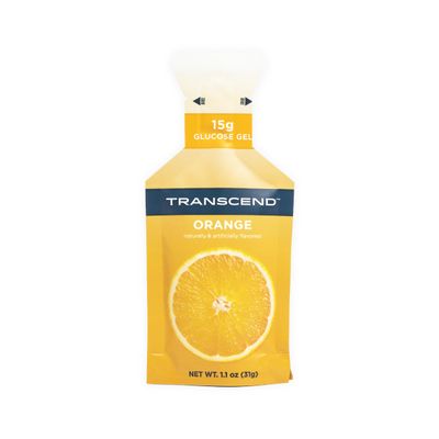 Transcend Foods Orange Gel (1.1 oz, Pack of 38) Fast-Acting Carb Gel Orange Flavor Caffeine Free