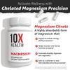 10X Health Magnesium Supplements - High-Absorption Magnesium Citrate for Sleep, Muscle & Nerve Support, Cardiovascular & Heart Health - 60 Capsules view 3
