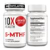 10X Health 5-MTHF Methylfolate - Methylated Folate & Magnesium for Brain, Heart Health, DNA & Neurotransmitter Synthesis - Bioavailable Methyl Folate Supplement - Methylfolate Supplement 60 Capsules view 1