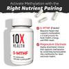 10X Health 5-MTHF Methylfolate - Methylated Folate & Magnesium for Brain, Heart Health, DNA & Neurotransmitter Synthesis - Bioavailable Methyl Folate Supplement - Methylfolate Supplement 60 Capsules view 3