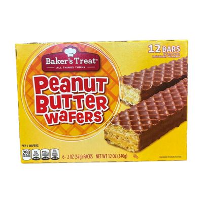 Baker's Treat Peanut Butter Wafers, 12 Bars of 6 Twin Packs, 6.2 oz (57g) Each, Total 12 oz (340g) X 2