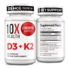 10X Health Vitamin D3 5000 IU & K2 MK7 - Menaquinone 7, High-Potency D3 K2 Vitamin Supplement for Bone Health, Heart and Teeth - 125 mcg Vitamin D & 90 mcg Vitamin K2-60 Capsules view 1